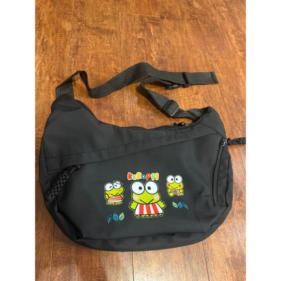 Sanrio Handbags - Sanrio Keroppi Black Nylon Crossbody Sling Messenger Bag Adjustable Strap Kawaii